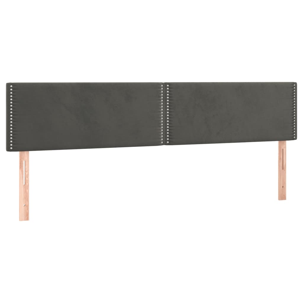 Cabeceira de cama c/luzes LED veludo 180x5x78/88cm cinza-escuro