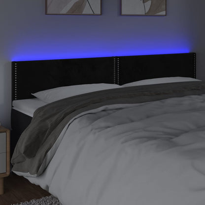 Cabeceira de cama c/ luzes LED veludo 180x5x78/88 cm preto