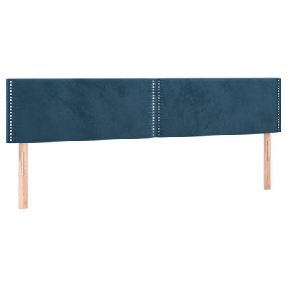 Cabeceira de cama c/ luzes LED veludo 180x5x78/88cm azul-escuro