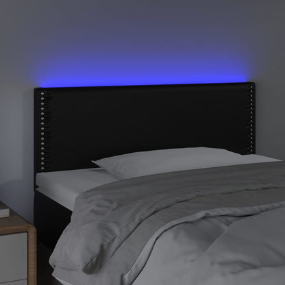 Cabeceira de cama c/ LED couro artificial 80x5x78/88 cm preto