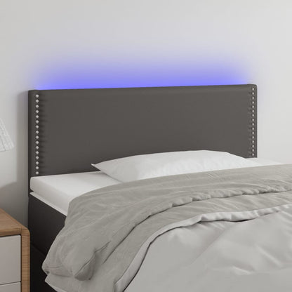 Cabeceira de cama c/ LED 80x5x78/88cm couro artificial cinzento