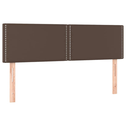 Cabeceira cama c/ LED 144x5x78/88cm couro artificial castanho