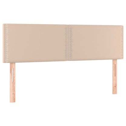 Cabeceira cama c/ LED couro artificial 144x5x78/88cm cappuccino