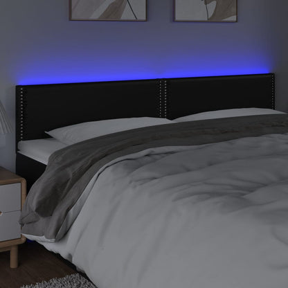 Cabeceira de cama c/ LED couro artificial 160x5x78/88 cm preto