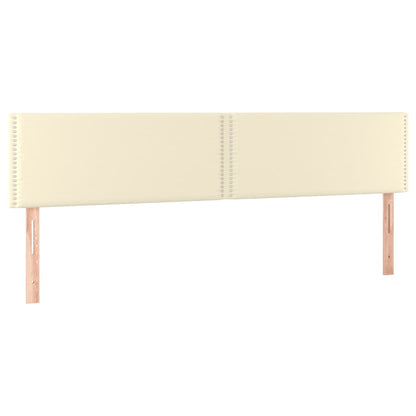 Cabeceira de cama c/ LED 160x5x78/88 cm couro artificial creme