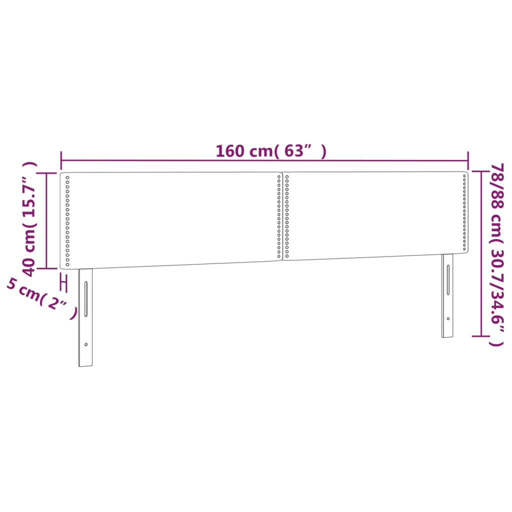 Cabeceira cama c/ LED couro artificial 160x5x78/88cm cappuccino