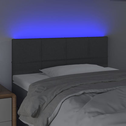 Cabeceira de cama c/ luzes LED tecido 80x5x78/88cm cinza-escuro