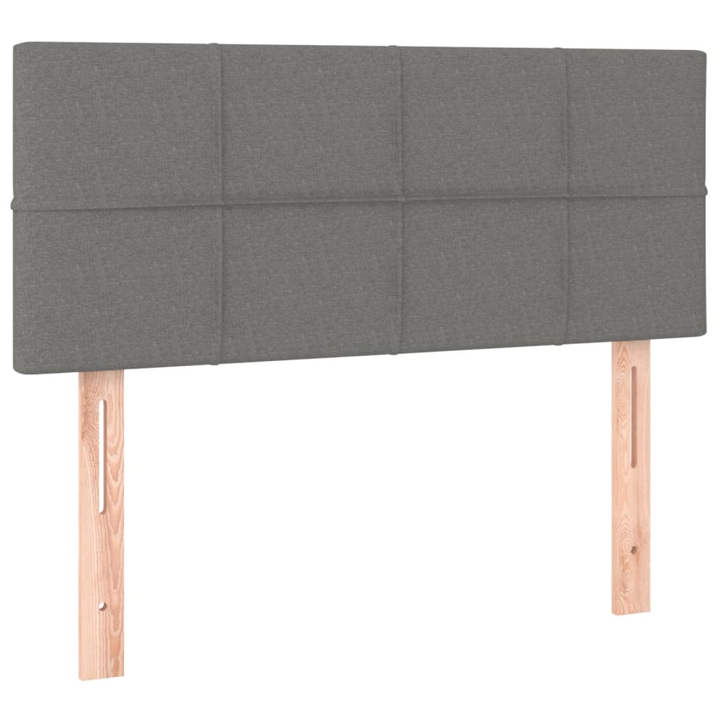 Cabeceira de cama c/ luzes LED tecido 80x5x78/88cm cinza-escuro