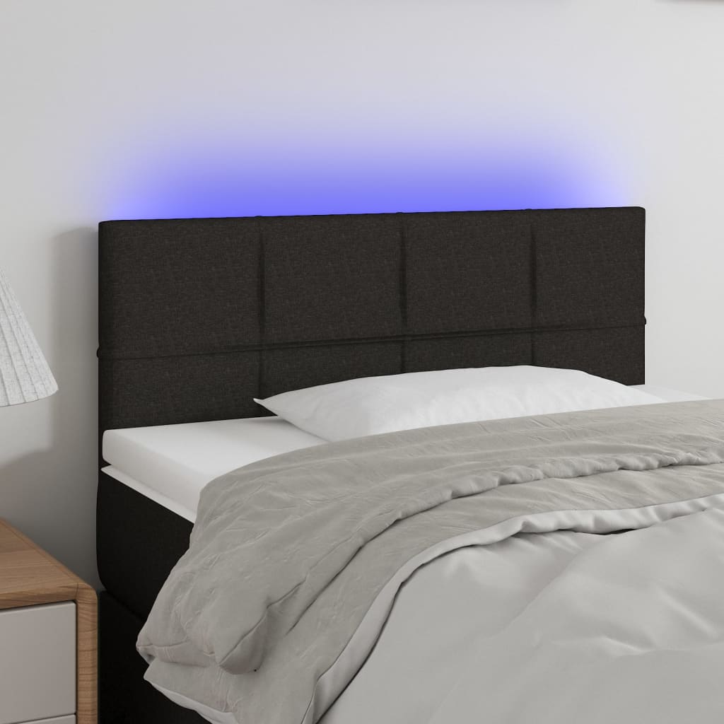 Cabeceira de cama c/ luzes LED tecido 80x5x78/88 cm preto