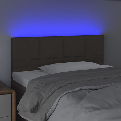 Cabeceira cama luzes LED tecido 100x5x78/88cm cinza-acastanhado