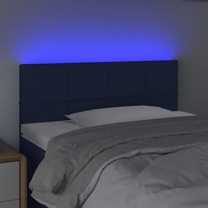 Cabeceira de cama c/ luzes LED tecido 100x5x78/88 cm azul