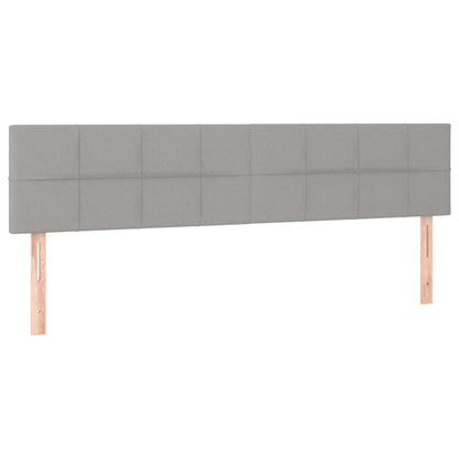 Cabeceira de cama c/luzes LED tecido 160x5x78/88 cm cinza-claro