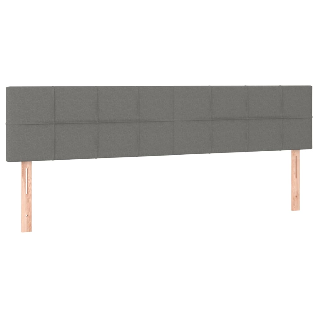 Cabeceira de cama c/luzes LED tecido 160x5x78/88cm cinza-escuro