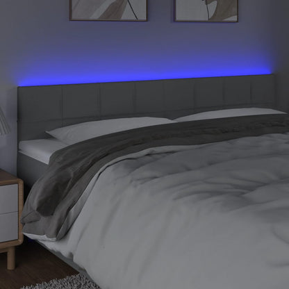 Cabeceira de cama c/luzes LED tecido 180x5x78/88 cm cinza-claro