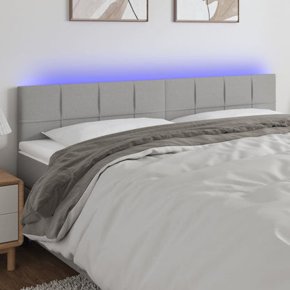 Cabeceira de cama c/luzes LED tecido 180x5x78/88 cm cinza-claro