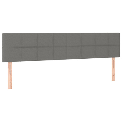 Cabeceira de cama c/luzes LED tecido 180x5x78/88cm cinza-escuro