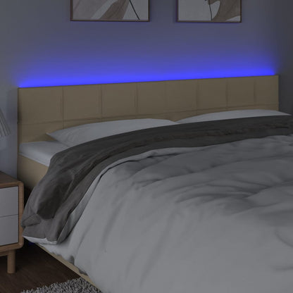 Cabeceira de cama c/ luzes LED tecido 180x5x78/88 cm cor creme