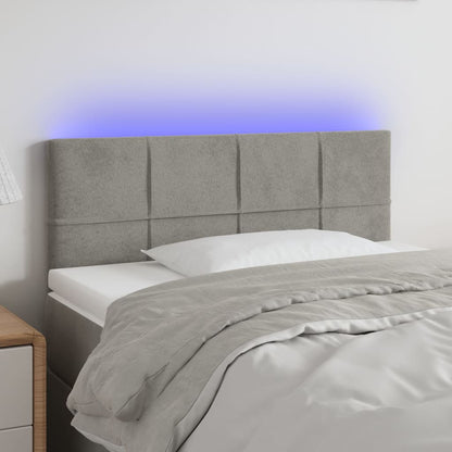 Cabeceira de cama c/ luzes LED veludo 80x5x78/88 cm cinza-claro