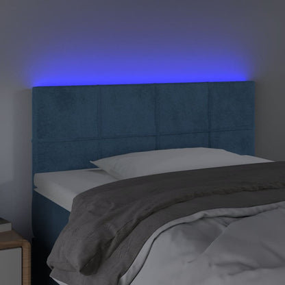 Cabeceira de cama c/ luzes LED veludo 80x5x78/88 cm azul-escuro