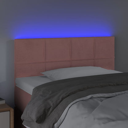 Cabeceira de cama c/ luzes LED veludo 80x5x78/88 cm rosa