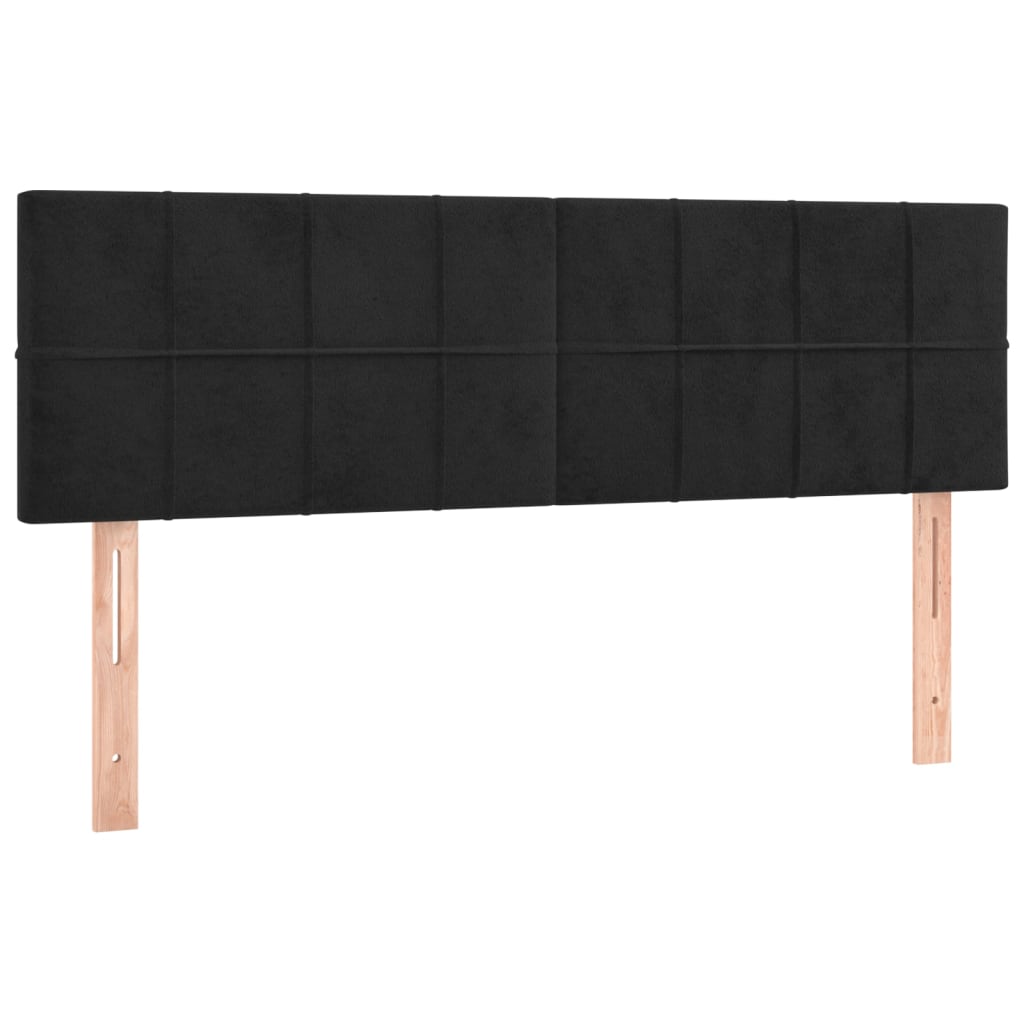 Cabeceira de cama c/ luzes LED veludo 144x5x78/88 cm preto