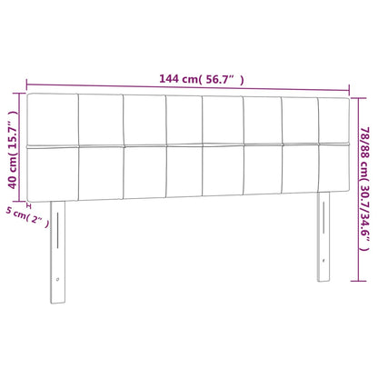 Cabeceira de cama c/ luzes LED veludo 144x5x78/88 cm preto