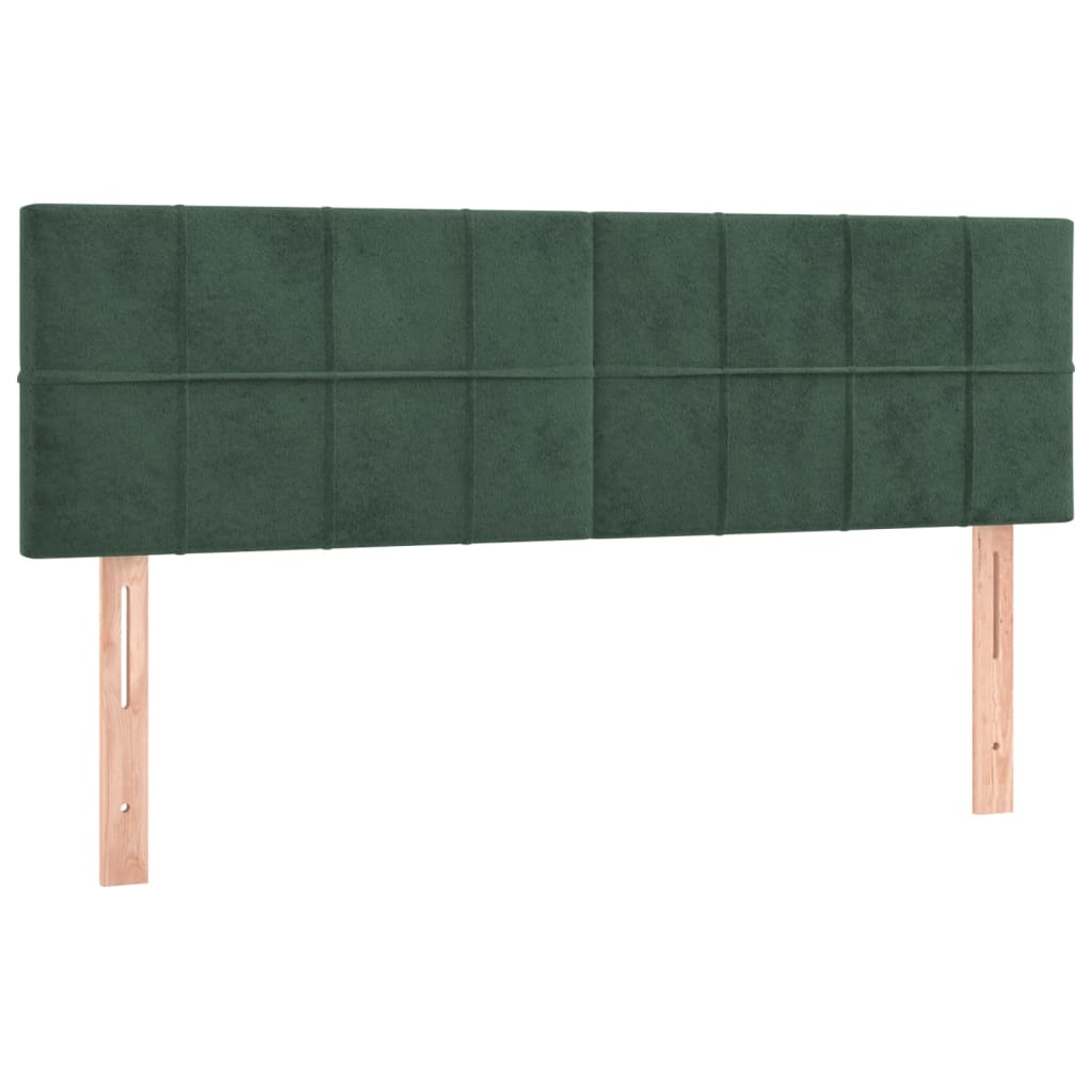 Cabeceira de cama c/luzes LED veludo 144x5x78/88cm verde-escuro