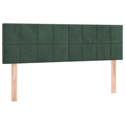 Cabeceira de cama c/luzes LED veludo 144x5x78/88cm verde-escuro