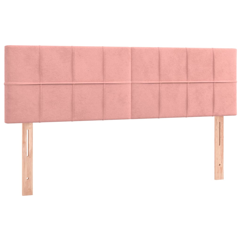 Cabeceira de cama c/ luzes LED veludo 144x5x78/88 cm rosa