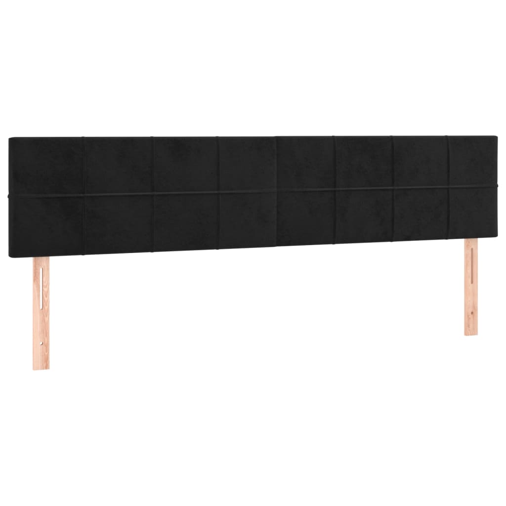 Cabeceira de cama c/ luzes LED veludo 160x5x78/88 cm preto