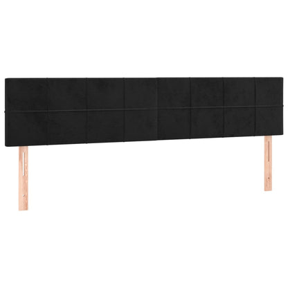 Cabeceira de cama c/ luzes LED veludo 160x5x78/88 cm preto