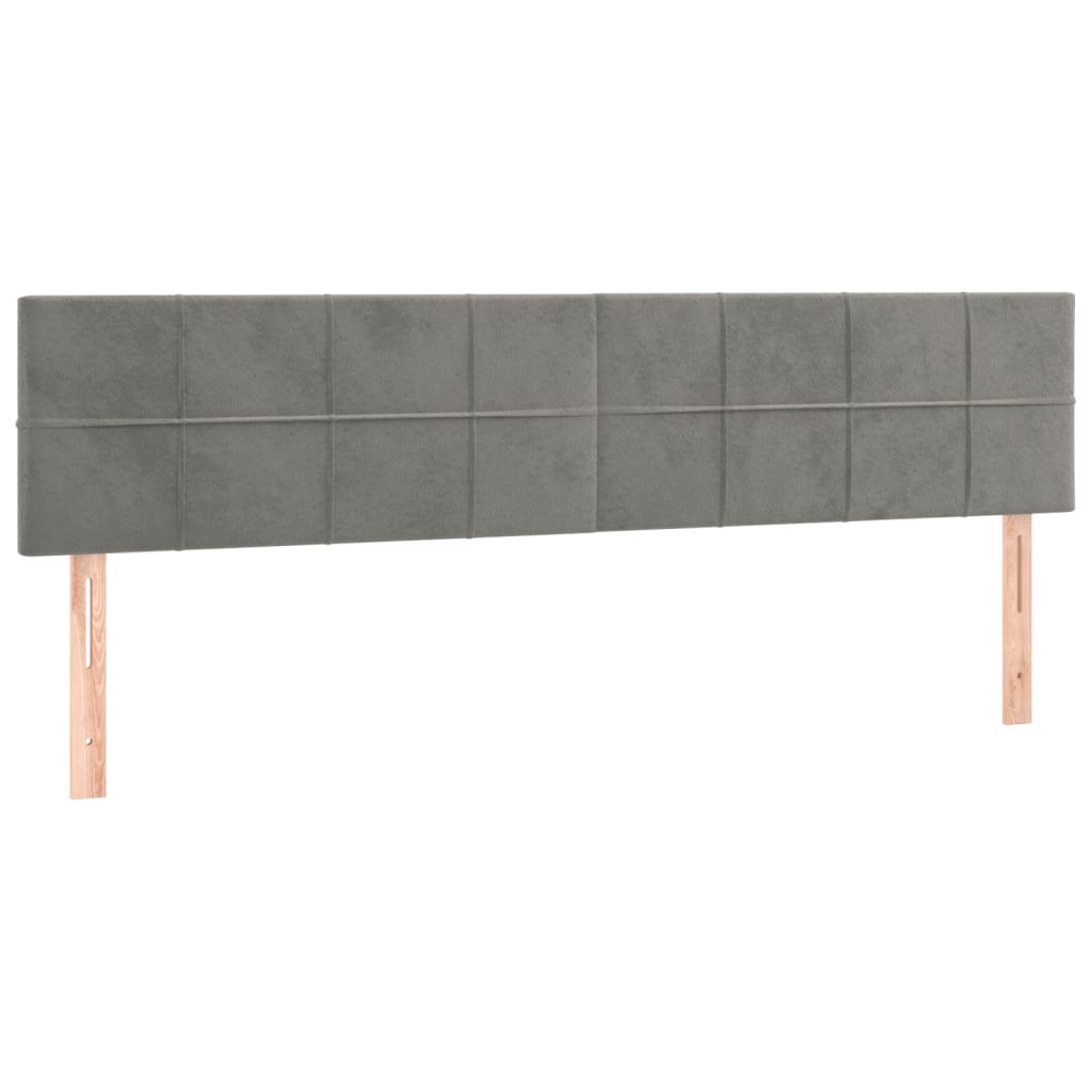 Cabeceira de cama c/luzes LED veludo 180x5x78/88 cm cinza-claro