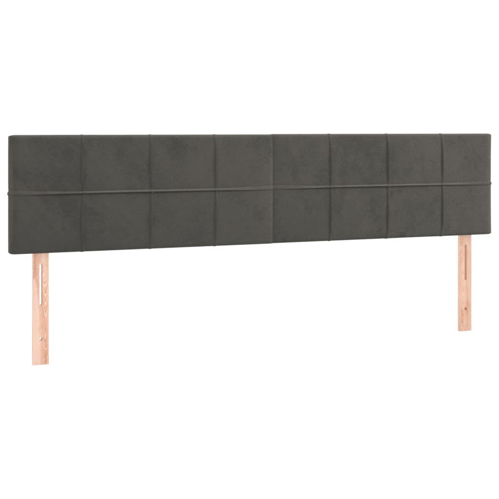 Cabeceira de cama c/luzes LED veludo 180x5x78/88cm cinza-escuro