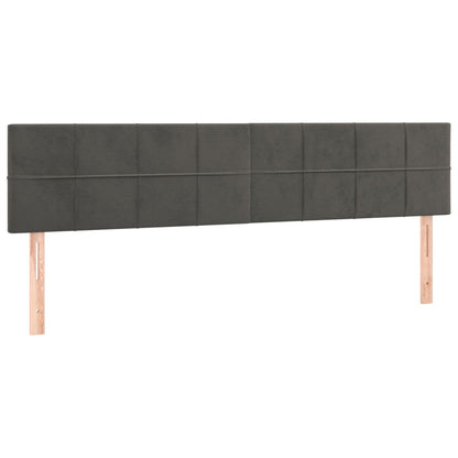 Cabeceira de cama c/luzes LED veludo 180x5x78/88cm cinza-escuro