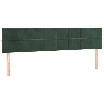 Cabeceira de cama c/luzes LED veludo 200x5x78/88cm verde-escuro