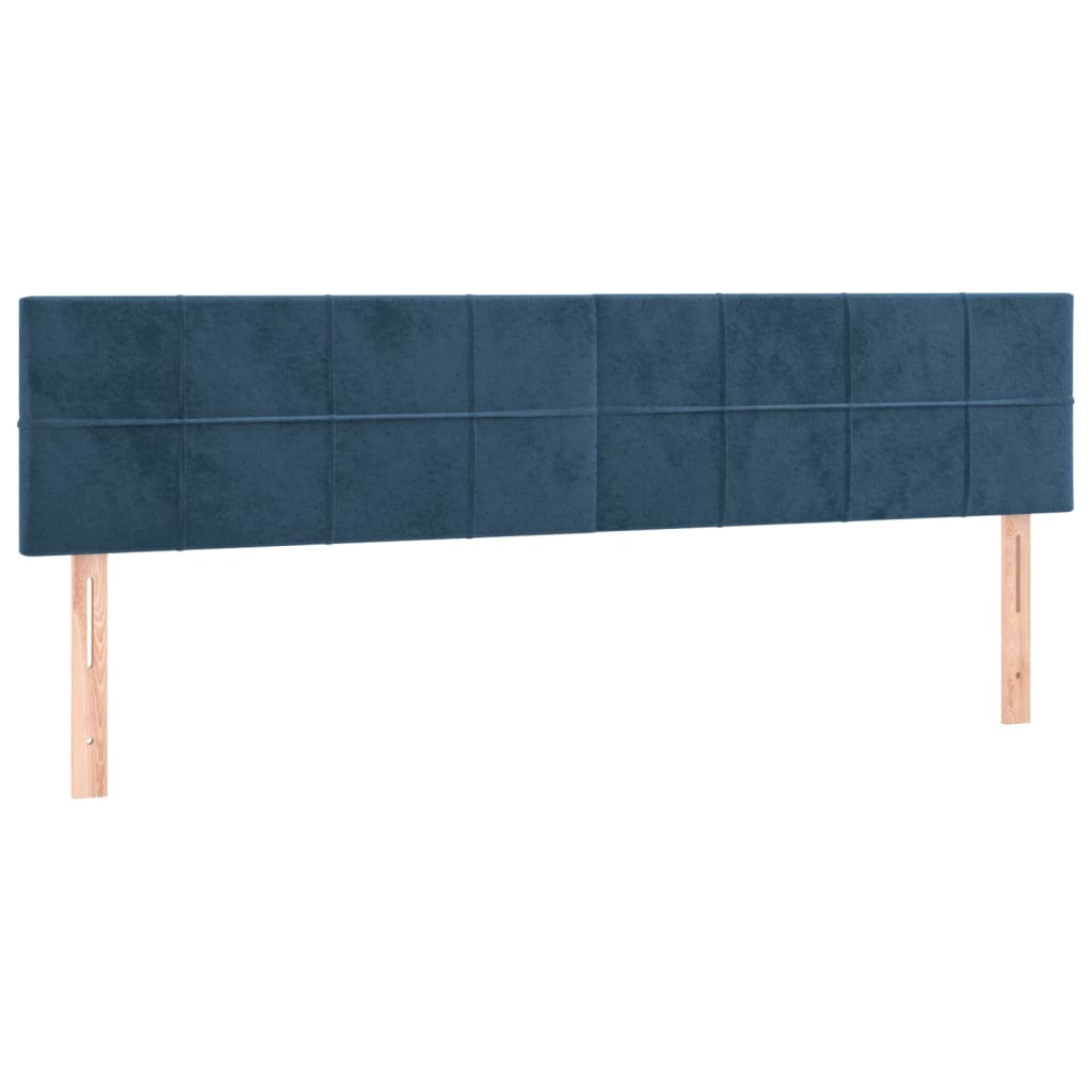 Cabeceira de cama c/ luzes LED veludo 200x5x78/88cm azul-escuro