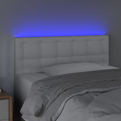 Cabeceira de cama c/ LED couro artificial 80x5x78/88 cm branco