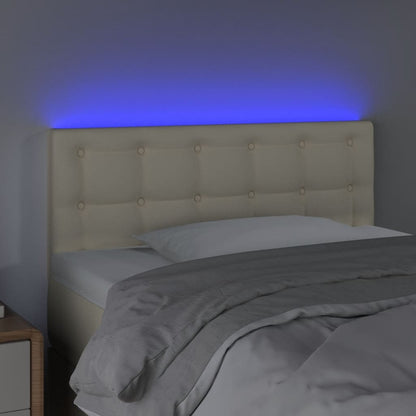 Cabeceira de cama c/ LED 100x5x78/88 cm couro artificial creme