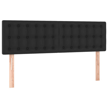 Cabeceira de cama c/ LED couro artificial 144x5x78/88 cm preto