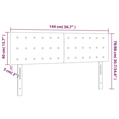 Cabeceira de cama c/ LED couro artificial 144x5x78/88 cm preto