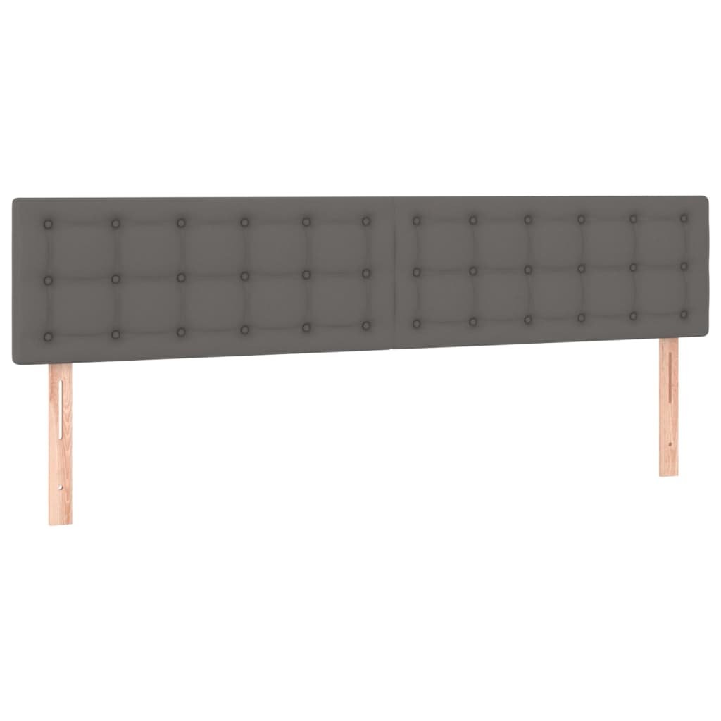 Cabeceira cama c/ LED 160x5x78/88cm couro artificial cinzento