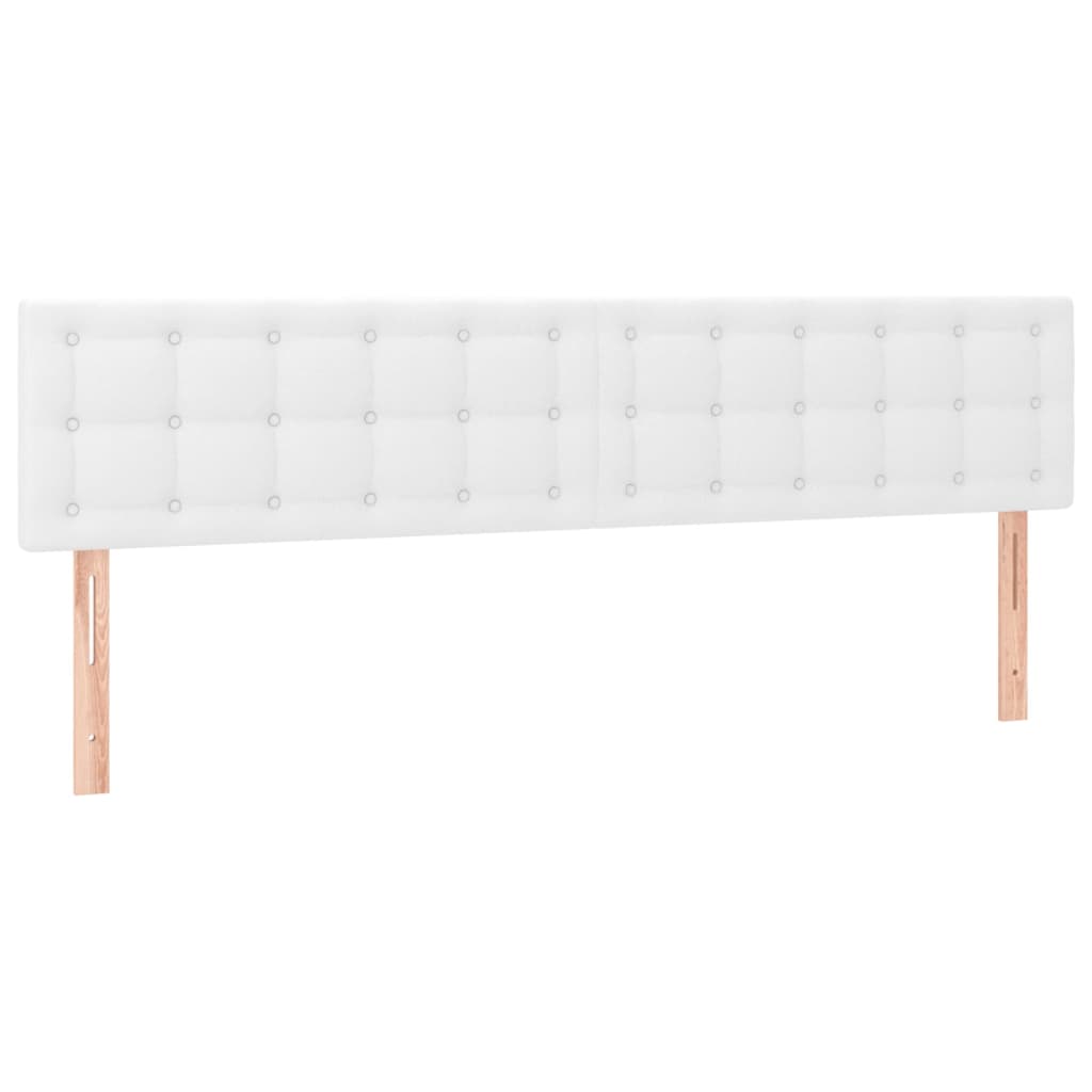 Cabeceira de cama c/ LED couro artificial 180x5x78/88 cm branco