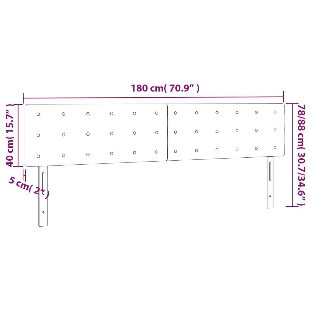 Cabeceira de cama c/ LED couro artificial 180x5x78/88 cm branco