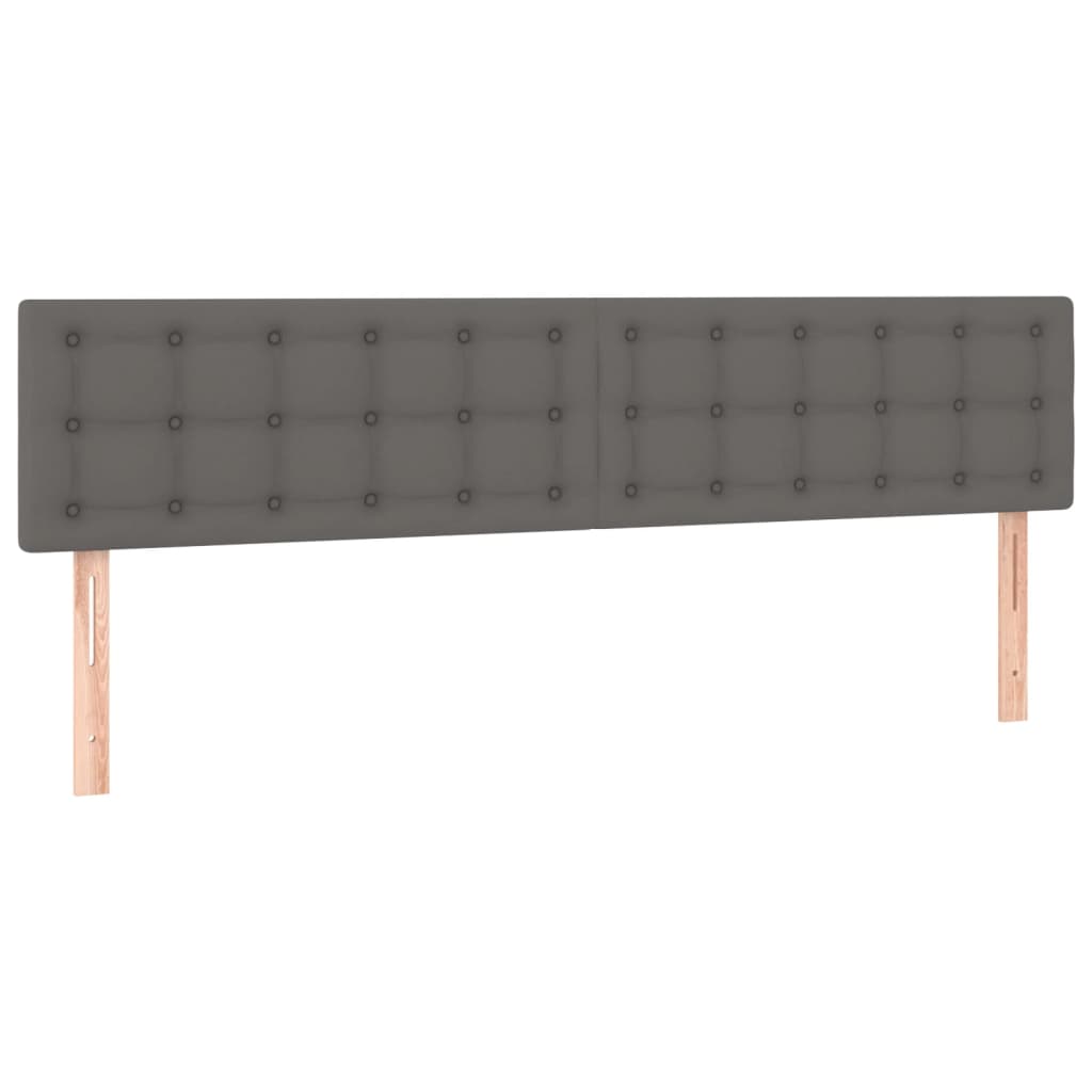 Cabeceira cama c/ LED 180x5x78/88cm couro artificial cinzento