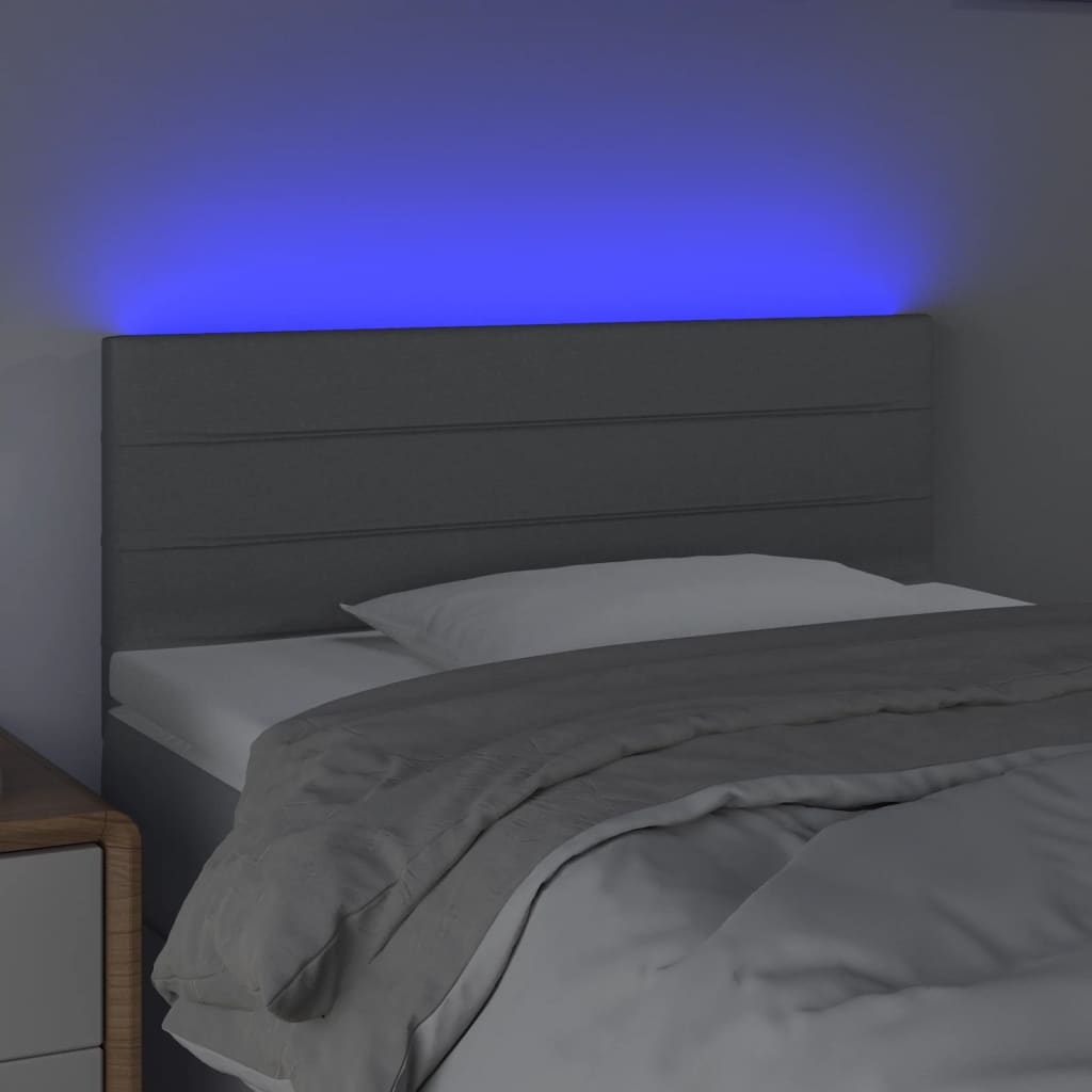 Cabeceira de cama c/ luzes LED tecido 80x5x78/88 cm cinza-claro