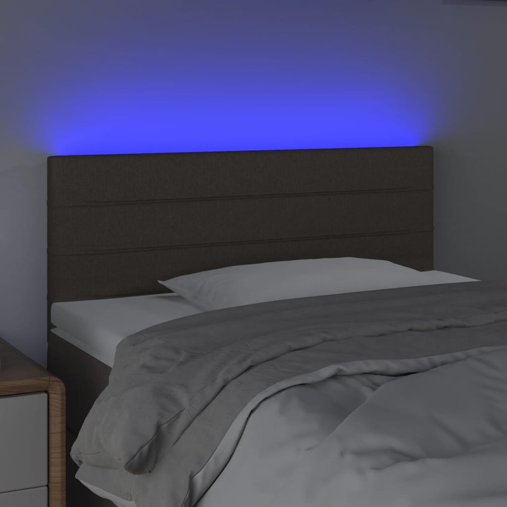 Cabeceira cama luzes LED tecido 80x5x78/88cm cinza-acastanhado