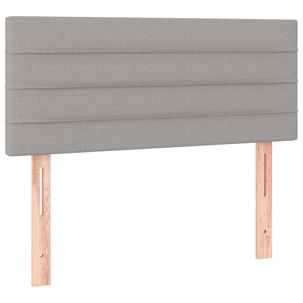 Cabeceira de cama c/ luzes LED tecido 90x5x78/88 cm cinza-claro