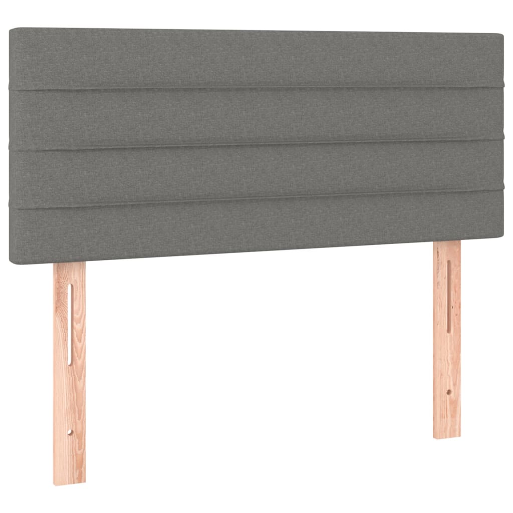 Cabeceira de cama c/ luzes LED tecido 90x5x78/88cm cinza-escuro