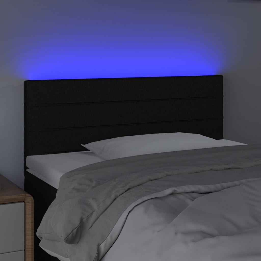 Cabeceira de cama c/ luzes LED tecido 90x5x78/88 cm preto