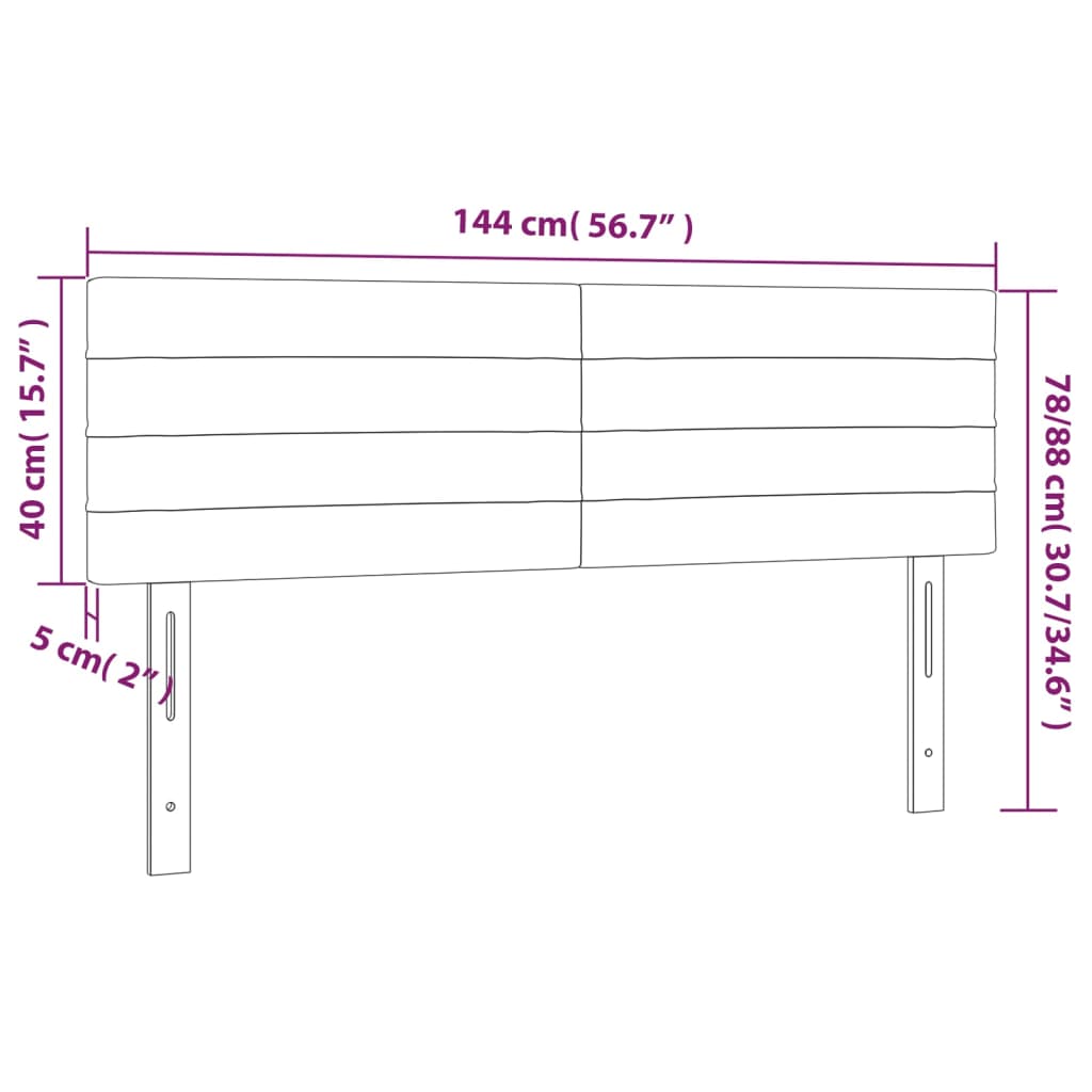 Cabeceira de cama c/ luzes LED tecido 144x5x78/88cm cinza-claro